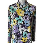 Ibkul Womens Floral Athletic Golf Shirt Top UPF 50 Colorful Xlarge Blue Size XL Photo 0