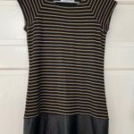 Anthropologie Bailey 44 Black & Tan Striped Dress w/ Faux Leather Bottom - Small Photo 3