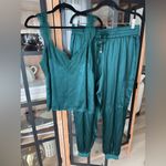 Cami NYC  Silk lace tank top joggers pants trousers pine emerald elsie set Photo 1