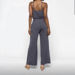 Kaileigh  Navy Blue Diamond Geometric Patterned Wide Leg Sleeveless Jumpsuit Photo 8