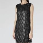 Reiss Womens  Bibi Black and Silver Fabric Appliqué Mini Dress Photo 1