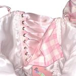 NWT Sugar Thrillz Gingham Pink Corset Puff Sleeve Bubble Hem Mini Dress SMALL Photo 6