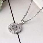 Silver Initial Crystal Pendant Necklace A Photo 4