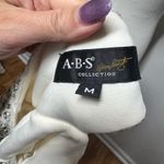 ABS Allen Schwartz ABS by Allen Schwartz Dress Women M Ivory Beaded One Shoulder Ruched Y2K Formal Photo 5