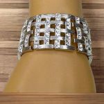 Silver Tone Rhinestone Stretch Cuff Bracelet Photo 5