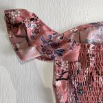 Molly green New Floral Flutter Sleeve Off The Shoulder Smocked Crop Top Pink Photo 13