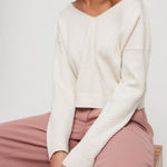 Babaton Lita Sweater cashmere cotton vneck crop womens Cream small contemporary Photo 0