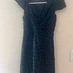 Milly of New York Allison Black/Navy Blue Metallic Jacquard Wrap Dress size 0 Black Photo 9