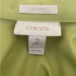 Chico's ‎ Women Cotton Top L Green Cotton Fitted Button Up Stretch Office Travel Photo 1