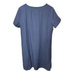 L.L.Bean  Women's Linen Blue Short Sleeve Casual Dress Size‎ 12 Regular Lagenlook Photo 4