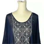 Lands' End  *SMALL 6-8* Navy Blue Beach Swim Cover-Up/Tunic With Embroidery Photo 1
