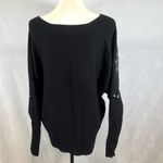 Oliver.o stunning black sweater with rhinestone and pearl angel wings medium NWT Photo 2