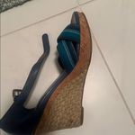 Cole Haan  Nike air sole Blue Wedge Sandals cork and fabric awesome comfy 9 Photo 6