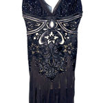 NWT Mandalay Black Silver Beaded Sequin Short Mini Evening Dress Womens Size 4 Photo 0