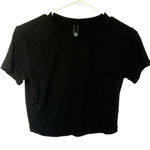 SKIMS  Black Cotton Ribbed Cropped Short Sleeve T-shirt Size Large‎ Photo 0