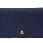 Lauren Ralph Lauren Crosshatch Leather Slim Wallet in Refined Navy, NWT Blue Photo 0