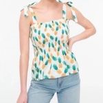 J.Crew Pineapple Smocked Tie-Shoulder Tank Top Medium Photo 0