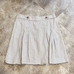 J.Crew cotton pinstripe mini skirt mid rise pockets white gray sz 4 Photo 0
