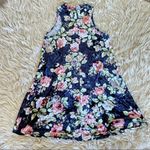Blue velvet floral sleeveless shift dress Blue Photo 4
