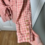 Free People Pink Cream Long Sleeve Button Waist Tie Olivia Gingham Blazer M Photo 8