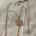 28” Necklace Silver Chain Key Pendant With Clear Stones 2.75” H X 1”W Gold Photo 1