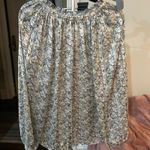 H&M ‎ Floral Blouse Long Sleeve Ruffle Neckline Sheer Top Medium Photo 3