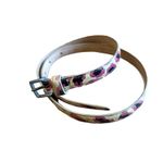 Paul Smith Belt Skinny Leopard Print Size Small Italian Leather Silver Buckle Pink Photo 7
