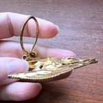 Vintage Double Leaf Clasp Pinless Brooch Pin Gold Tone Photo 11