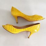 Casadei  Yellow Animal Print Peep Toe Heels Photo 1