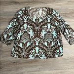 Take Two Brown and Cream Patterned Top Size 2X Photo 4
