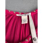 Lucky Brand Pink Long Sleeve Sheer Silk Brown Trim Tie Boho Blouse Size Large Photo 3