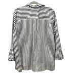 Chico's Chico’s Black & White Stripe Poplin Pleated Sleeve 3 Button Top Size 3 (US 16) Photo 1