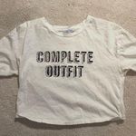 ZARA  Cropped White T-Shirt With 2D “complete outfit” saying detailed back Size S Photo 0