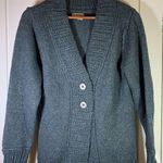 Royal Robbins  Sweater Women Large Chunky Knit‎ Cardigan Cozy Gray Smoky Teal Photo 0