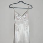 Lulus White Satin Wedding Dress with Pearl Straps NWT Size XS Photo 4