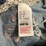 Topshop Moto Embroidered Cut-Off Mini Jean Skirt Sz 8 Photo 5
