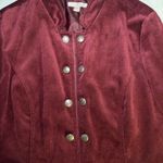 Roz & Ali maroon corduroy jacket with a two-tiered ruffle on the bottom Size L Photo 6