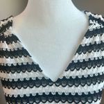 Loft  Black and White Striped Crochet V-Neck Top Size Small Photo 8