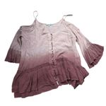 Gimmicks by BKE Gimmicks Ombre Cold Shoulder Bell Sleeve Boho Fairy Festival Tunic Top Small Photo 0