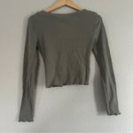 Wall Flower  Green Ribbed Cropped Cardigan Casual Small Photo 3