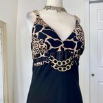 Early 2000's Black Gold Chain Mesh Animal Print Midi Party Dress M Size M Photo 1