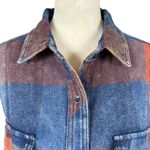 Vintage Havana small blue orange long sleeve button down flannel shirt shacket Photo 5