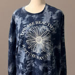 Mighty fine  Women's M Blue Tie Dye Crew Neck Sweatshirt Long Sleeve Photo 0
