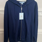 Hill House  Teddy Zip Up Jacket in Navy Photo 0