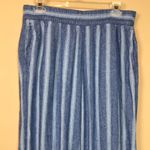 Old Navy  Women’s Linen Blend High-Rise Wide Leg Striped Blue White Pants Photo 1