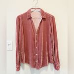 Free People  x CP SHADES Cara Velvet Button Down Shirt in Pink size‎ Small Photo 1
