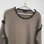 Kaktus Brown Textured Crewneck Sweater Black Boho Size Medium Acrylic Tan Photo 1