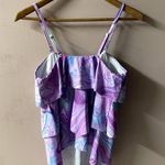 Purple/Blue Marble Tiered Ruffled Swim Suit Top Size M EUC Purple Size M Photo 3