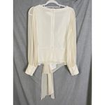Tadashi Shoji Vintage Tadashi 100% Silk Ivory Draped Wrap Blouse Sheer Chiffon Sleeves S 10 Photo 8