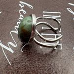 Handmade  Moss Agate Ring Stainless Steel Adjustable Green Purple Brown Photo 1